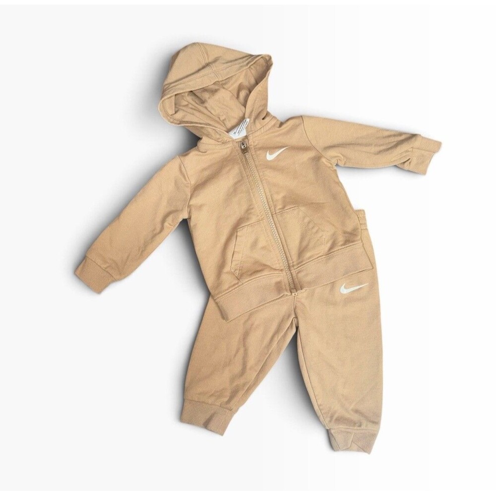 Nike Infant 6 Months Fleece Hoodie & Sweatpants Set Unisex Beige Khaki 6M
